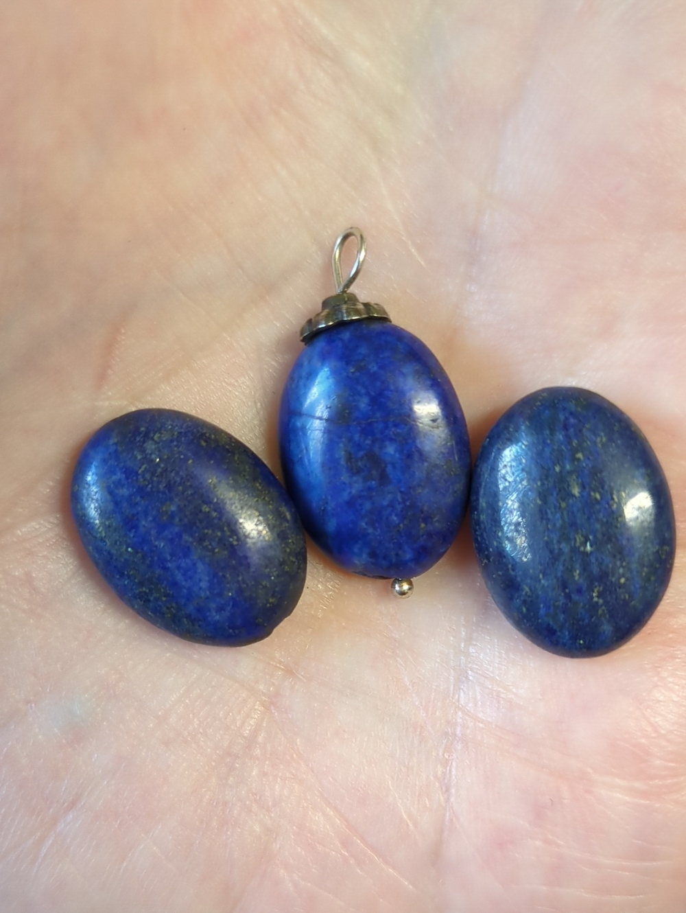 🧡5/$10🧡Q85 Lapis Lazuli 20mm Blue Oval Pendant and Bead Set